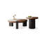 Ensemble de tables basses rondes en noyer fritté et en bois manufacturé-129691237