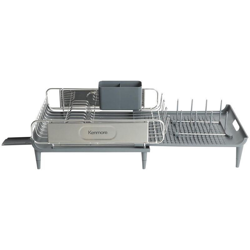 Kenmore Loxdell Stainless Steel Extendable DIsh Rack with Drainboard