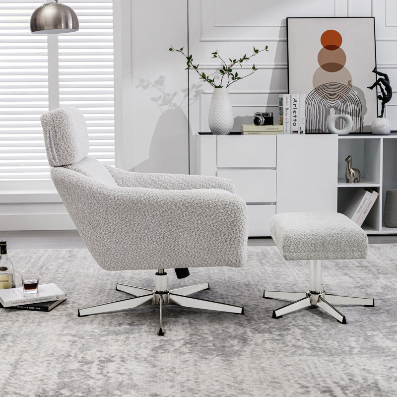 Fauteuil pivotant avec repose-pieds Jessicka pour salon, bureau