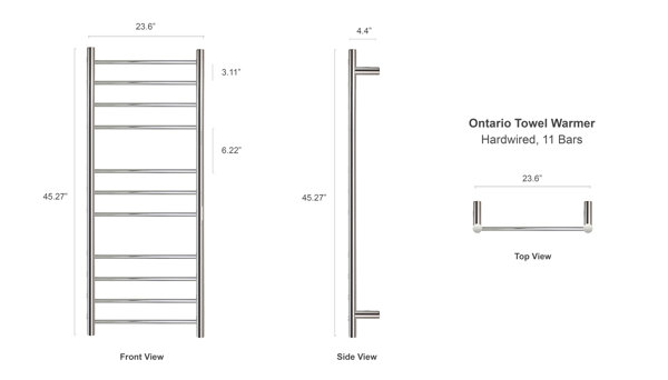 WarmlyYours Elevate Ontario XL Towel Warmer, Polished, Hardwired 11 Bars u0026  Reviews | Wayfair