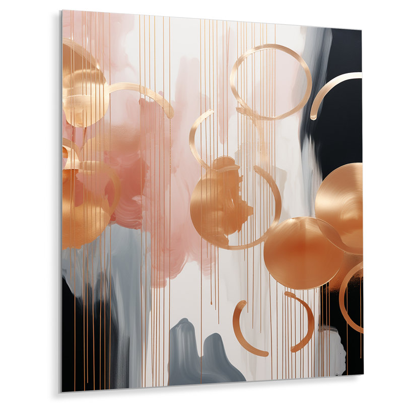 Gold And White Abstract Shapes Harmony II - Abstract Shapes Metal Wall Art, 40" H x 30" W x 1.5" D