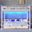 Grand lit superposé en métal avec rangement, ports USB, lumières DEL, conversion du canapé inférieur et tiroirs-665709605-665709607