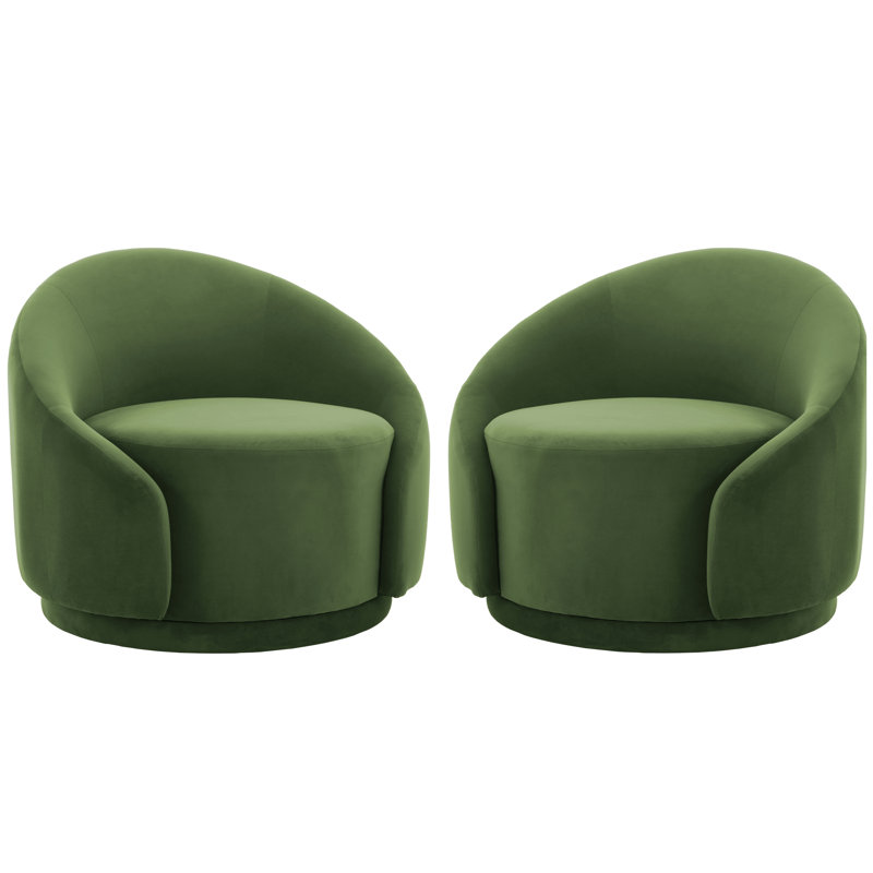 Aunna 89.2Cm Wide Swivel Barrel Chair, Green Velvet