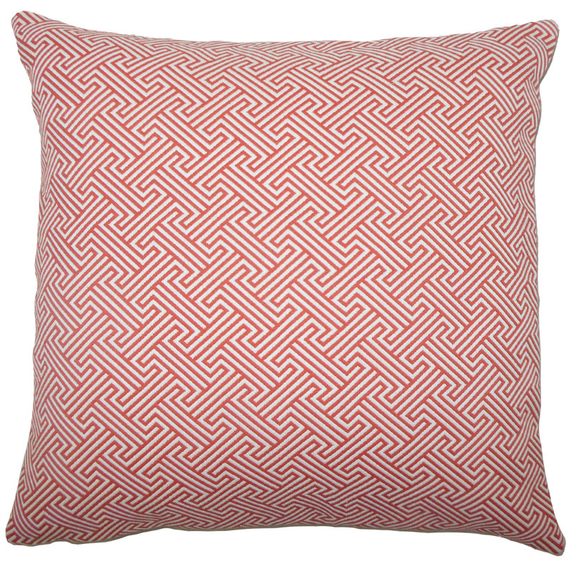Cotton Blend Geometric Sham Set, Euro, Carnation