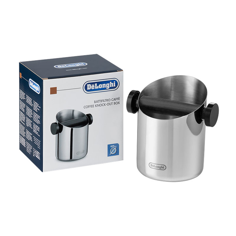 De'Longhi Knock Box in polished stainless steel