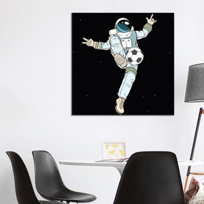Astronaut And Football by Art Mirano - Wrapped Canvas Print