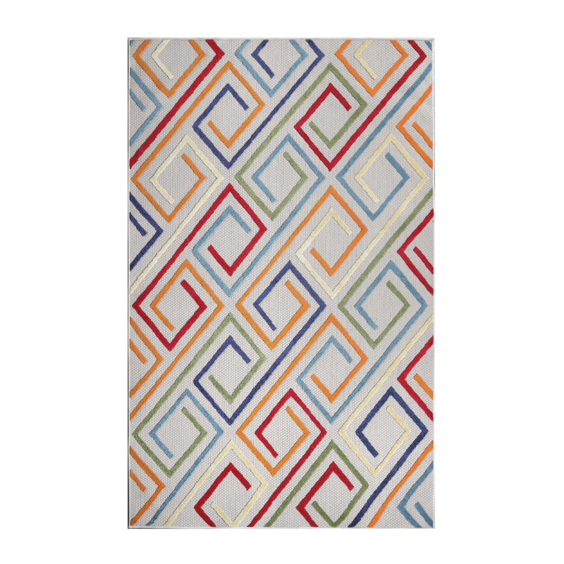 Tapis d'extérieur 100% polypropylène crème Kawaun, Crème, Rectangulaire 3 pi x 5 pi