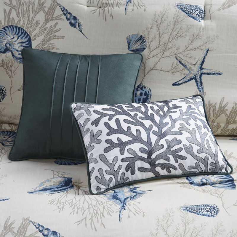 Édredon en coton grand - bleu avec détails de broderie de 270G / m2, Grand et 6 pièce supplémentaires
