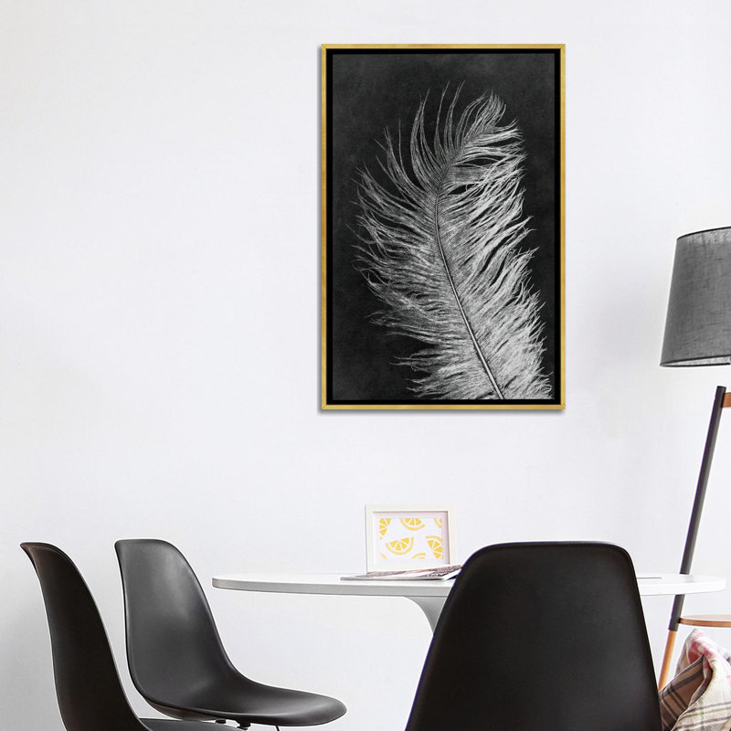 «Feather III Dark», reproduction d'art murale encadrée, H 40 po x l 26 po, Reproduction encadrée sans passe-partout, Doré