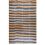 Rustic Antique Geometric Stripes Room Size Indian Cotton Dhurrie Rug