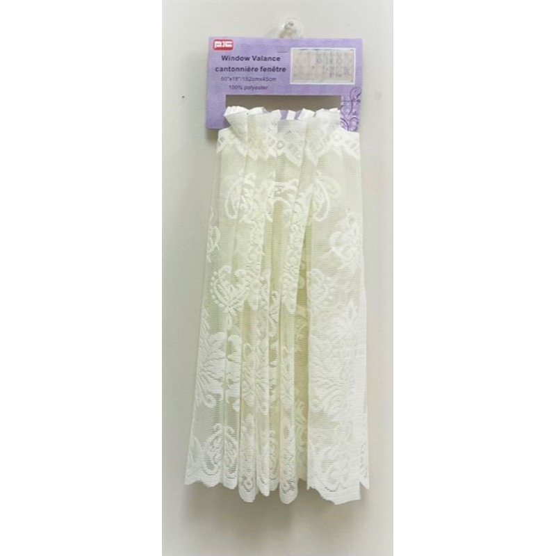 Cantonnière en dentelle (60 po x 18 po) - Beige