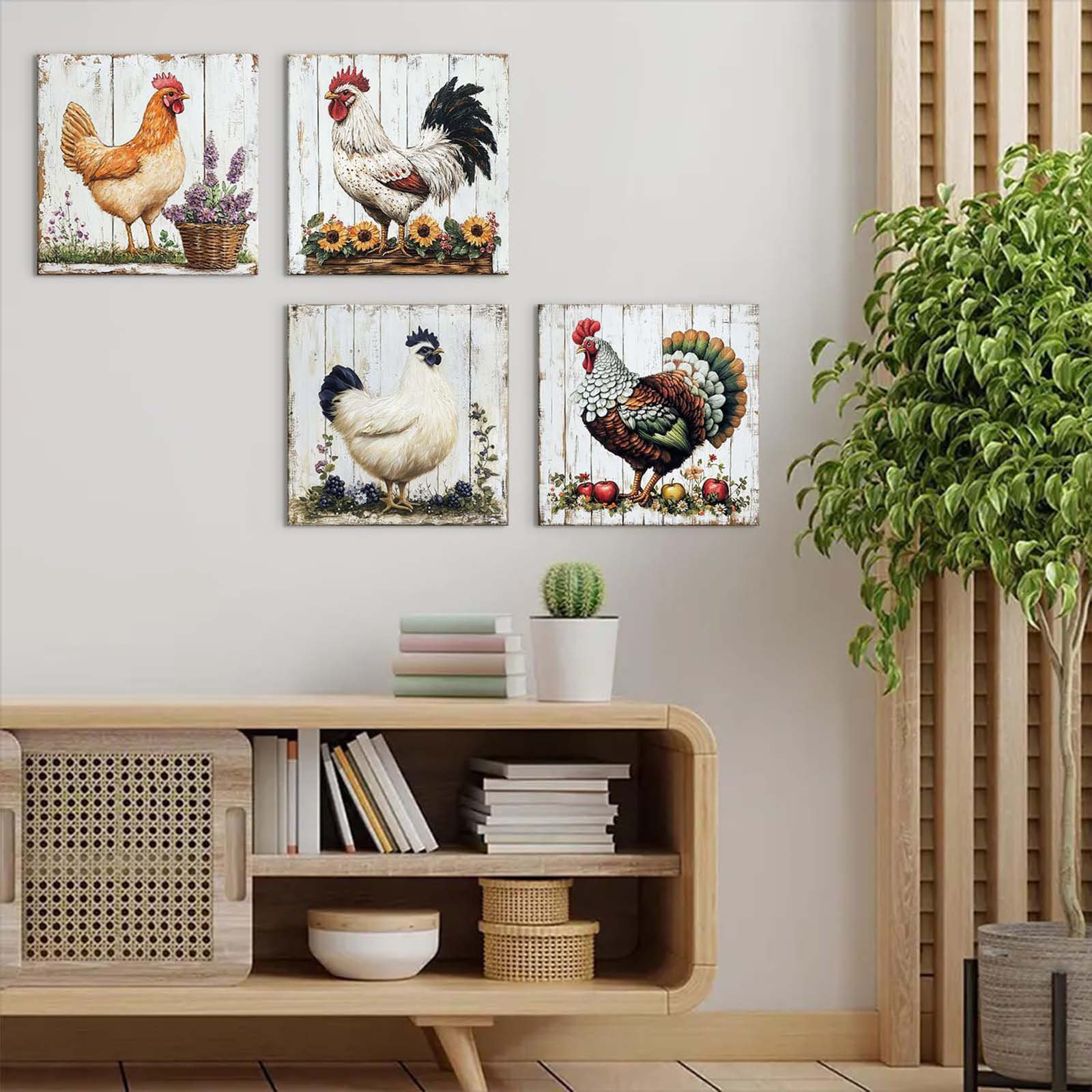 Ophelia & Co. Farmhouse Chicken Kitchen Decor Rooster Wall Art For ...