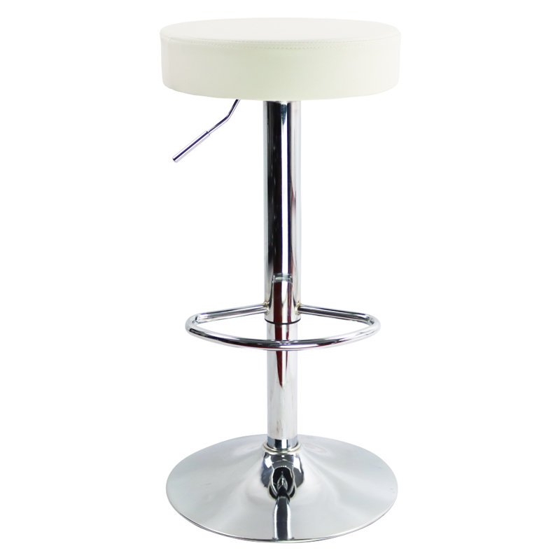 Aavi Swivel Upholstered Adjustable Height Counter Stool, White
