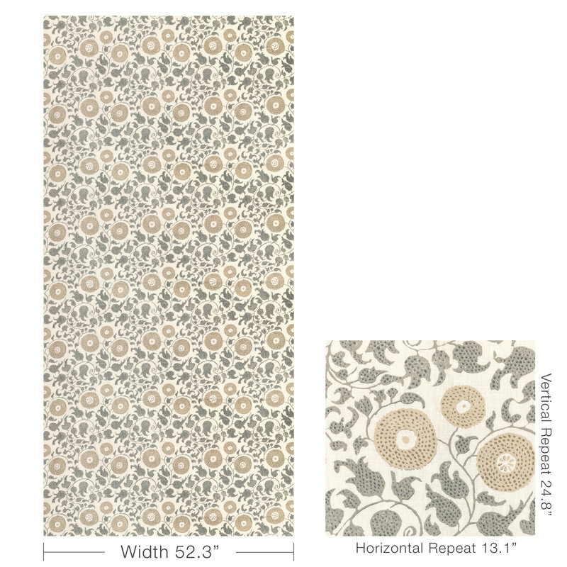 Eldora Print Fabric, Flax