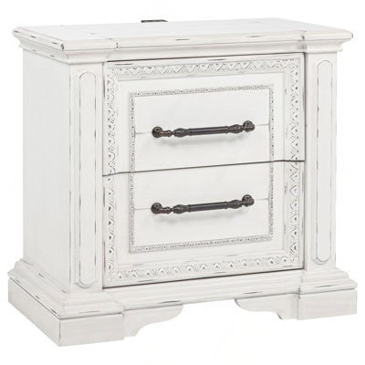 White 2-drawer Nightstand with Dual USB