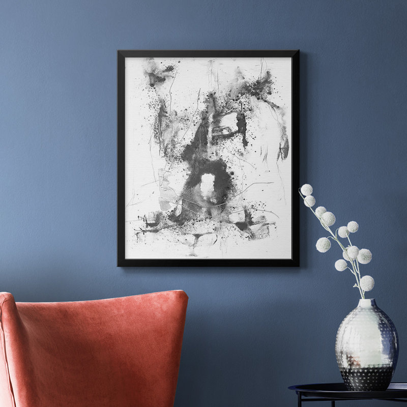 Graphite abstrait II, toile encadrée de qualité supérieure - prête à être accrochée, Noir, H 20 po x l 16 po
