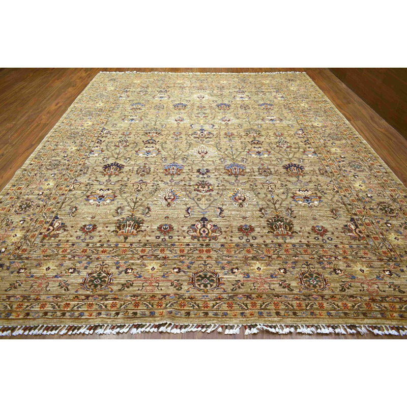 Transitional One-of-a-Kind Rectangle 10'2" x 13'1" Rectangle Wool Area Rug in Tan