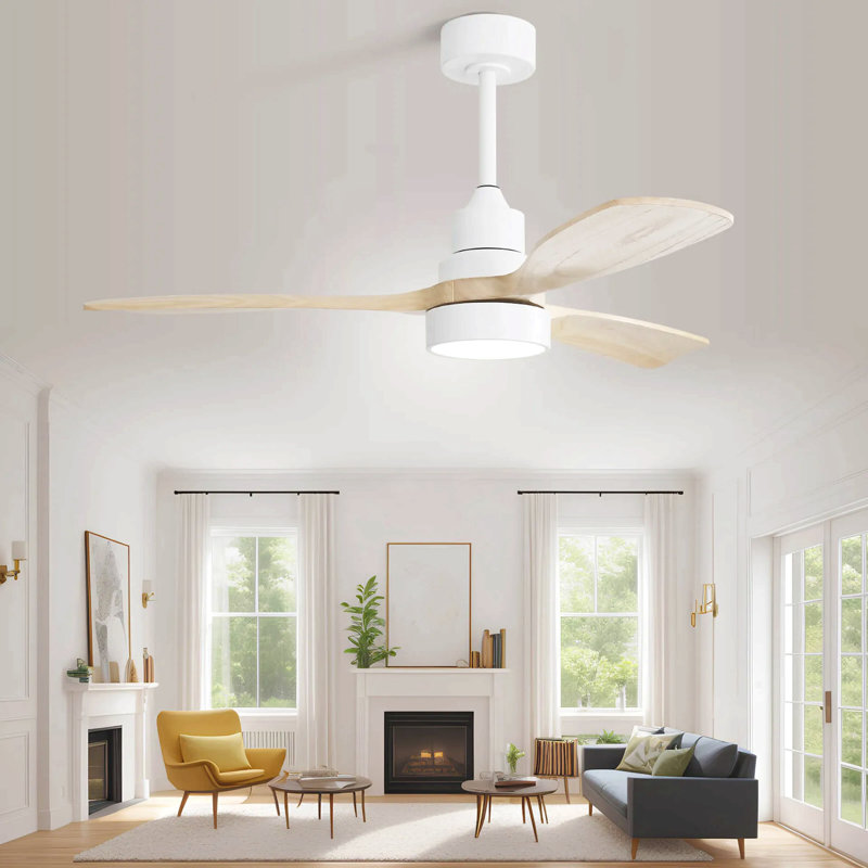 Ventilateur de plafond en bois massif 48 pouces avec moteur à courant continu réversible à intensité variable 6 vitesses