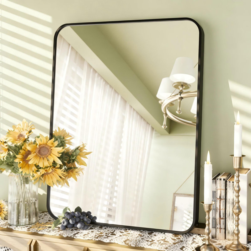 Miroir mural Mercedita, 32 po x 24 po, Noir
