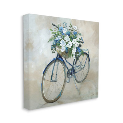 Fleur, panier de bicyclette, art mural sur toile par Nan