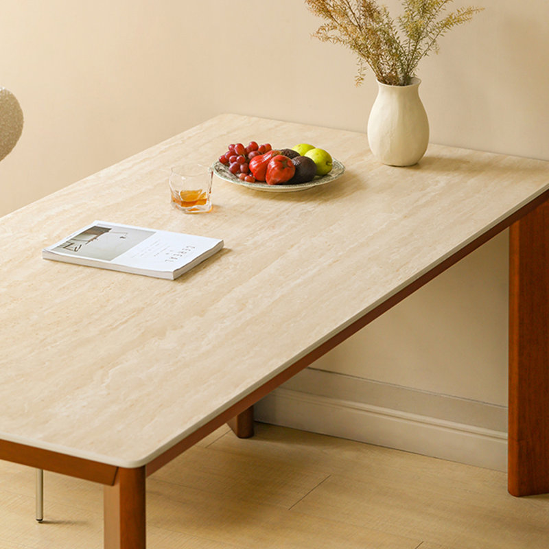 Table de salle à manger brune en bois fritté rectangulaire et bois massif, H 29,53 po x L 55,12 po x l 33,46 po