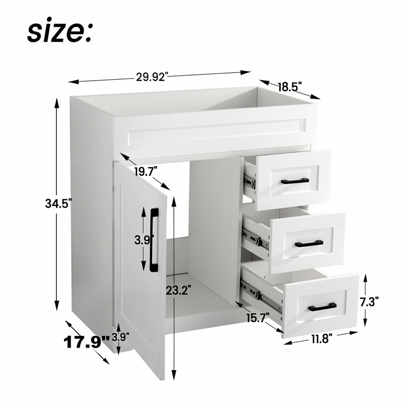 Meuble-lavabo autoportant de 30 po avec plateau en résine