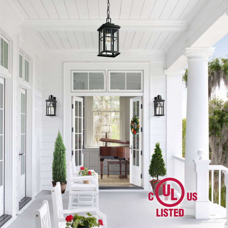 Modern Black Outdoor Hanging Lantern with Adjustable Chain