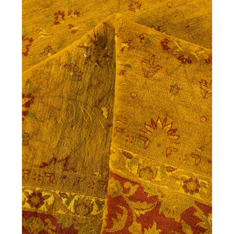 Overdyed Hand-Knotted Wool Modern-Contemporary Gold Area Rug 10' 2" x 14' 1"