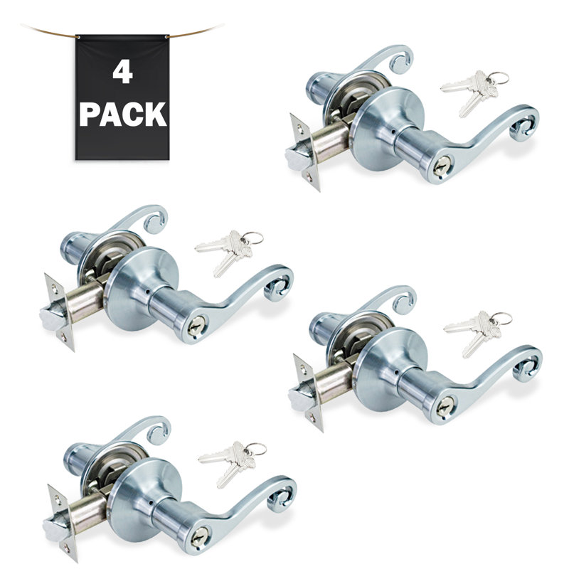 Ensemble de poignées décoratives pour porte d'entrée, Nickel satiné