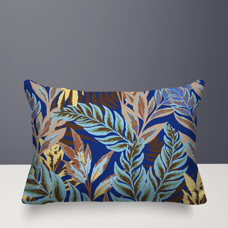 Oreiller rectangulaire réversible intérieur / extérieur Keanu, Bleu, Rectangle H 14 po x l 20 po