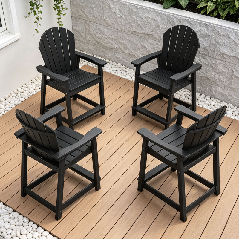 Hautes chaises Adirondack d'extérieur, Black