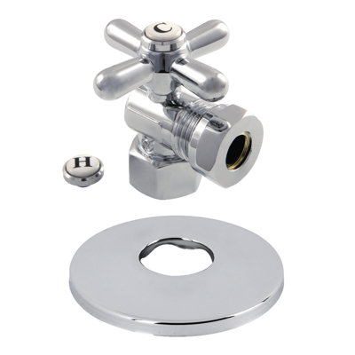 Kingston Brass 1/2-Inch FIP x 1/2 or 7/16-Inch Slip Joint Quarter-Turn Angle Stop Valve with Flange