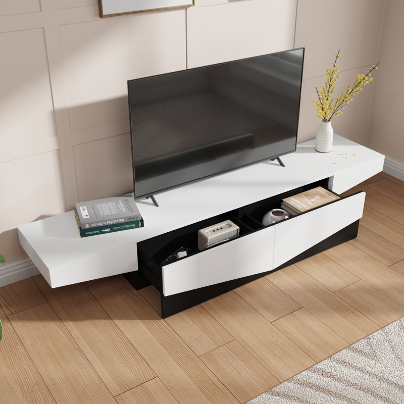 Meuble télé avec rangement l 78,7 po Bradden, White/Black