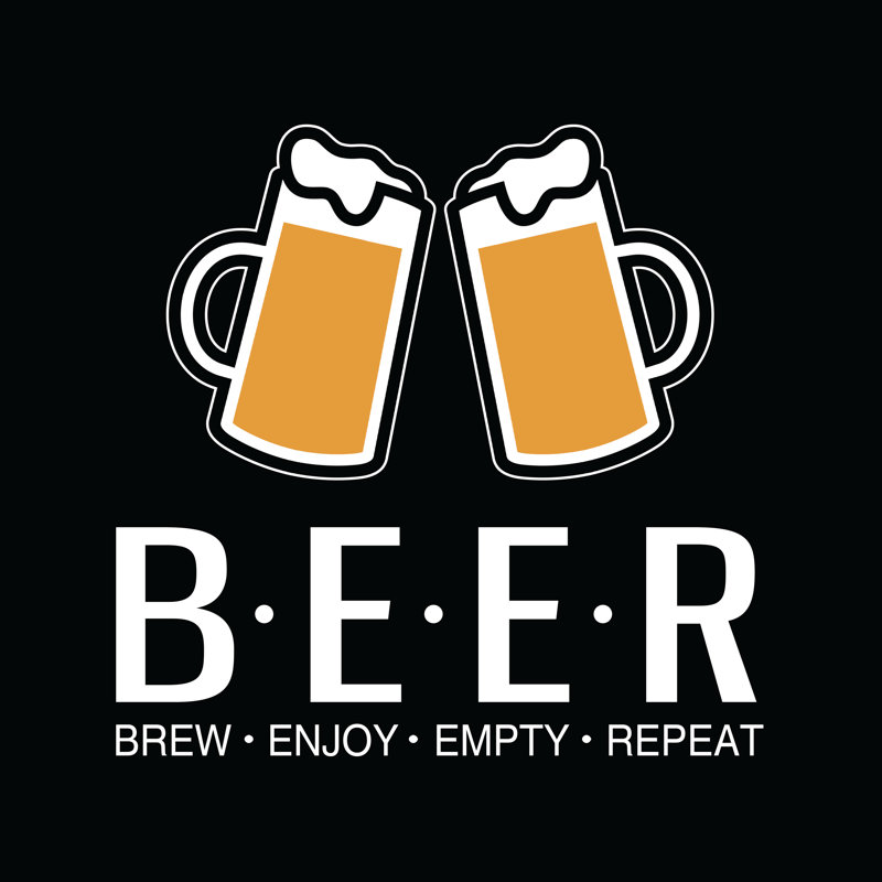 Beer Brew Enjoy Empty Repeat - Wrapped Canvas Print, 30cm H x 30cm W x 3.8cm D