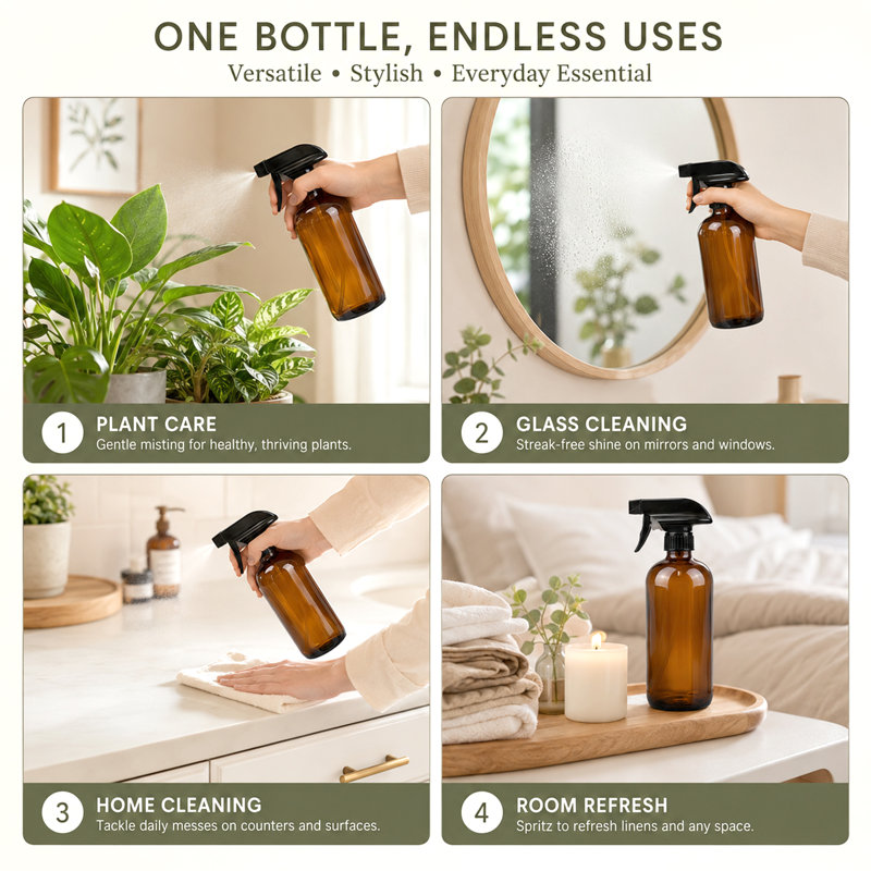 Arrosoir pulvérisateur de 500 ml avec étiquettes (ambre)