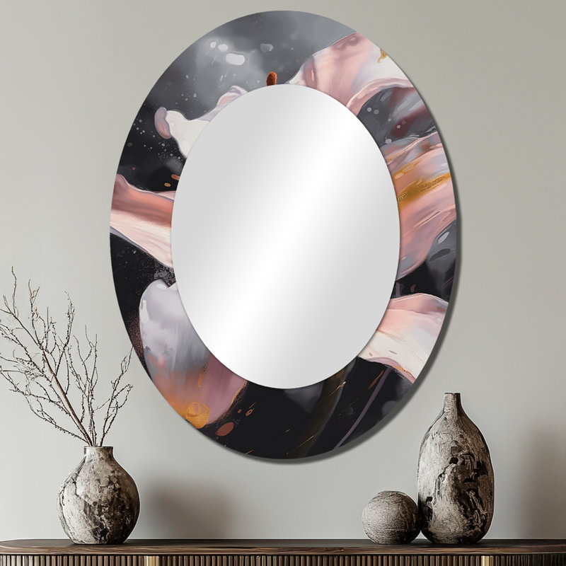 Miroir mural blanc moderne gracieux Lilies IV, 40 po x 30 po
