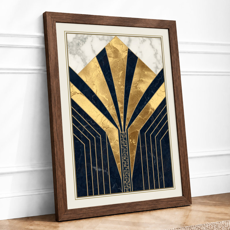 Sunburst Elegance Art Deco - Framed Print, A1 - 84.1 x 59.4 cm, Walnut