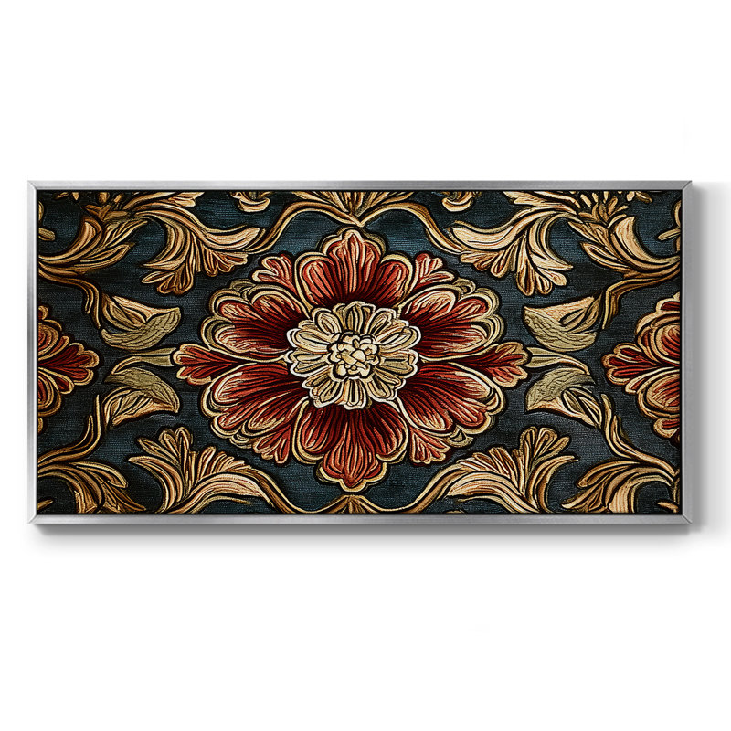 Botanical Series-CC- Toile tendue avec châssis tendue, prête à être accrochée, H 21 po x l 41 po, Argent argent