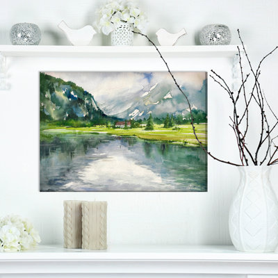 «Mountain and Lake in Autumn», reproduction sur toile tendue