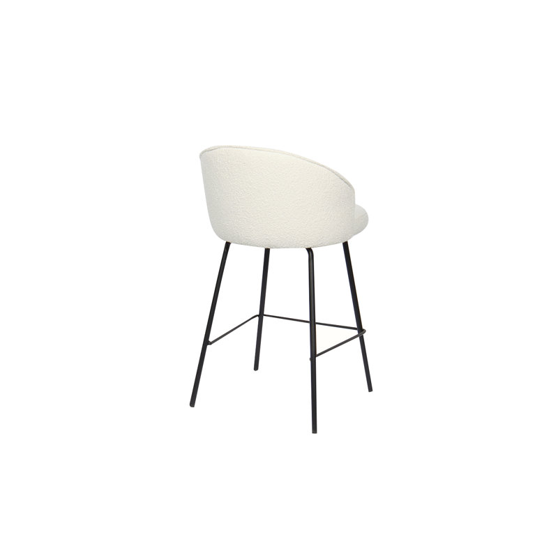 Upholstered Counter Stool with Metal Frame, White