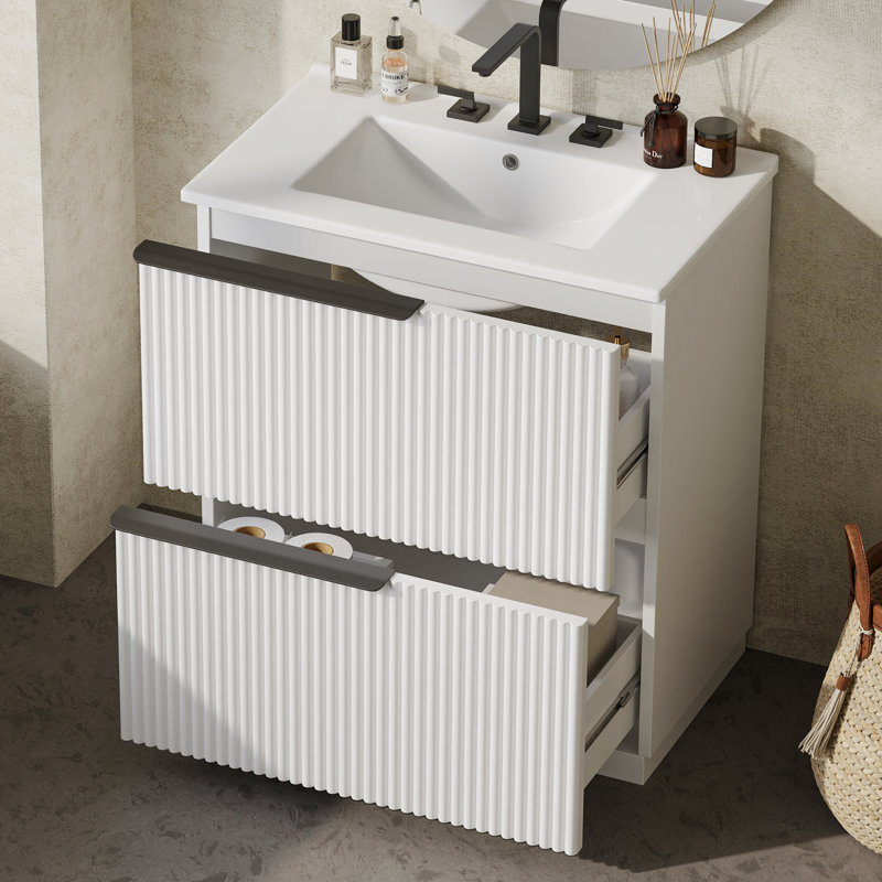 Meuble-lavabo 30 po avec lavabo en céramique, Blanc
