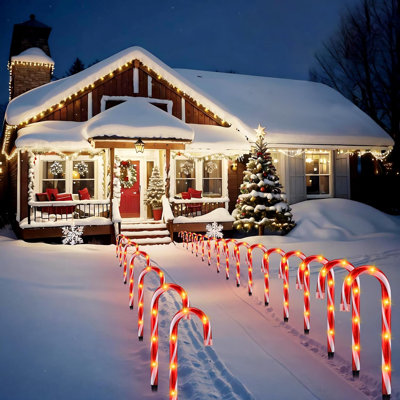 Paquet de 24 lumières de sentier de canne à sucre solaire, luminosité à 4 modes DEL pour la décoration des Fêtes en plein air, marqueurs de cour imperméables pour le jardin, l'allée, l'allée