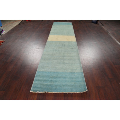 Tapis de couloir unique en laine noué à la main 2 pi 7 po x 11 pi 3 po New Age