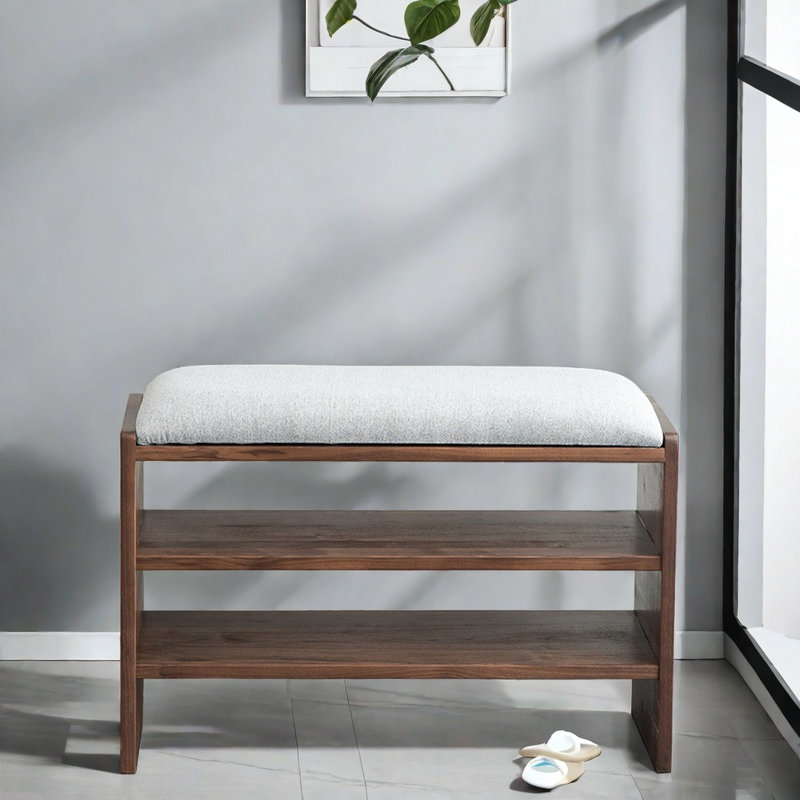 Banc de rangement 8 paires en bois de noyer noir