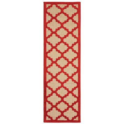 Tapis intérieur / extérieur sable / cerise tissé à la machine Laub
