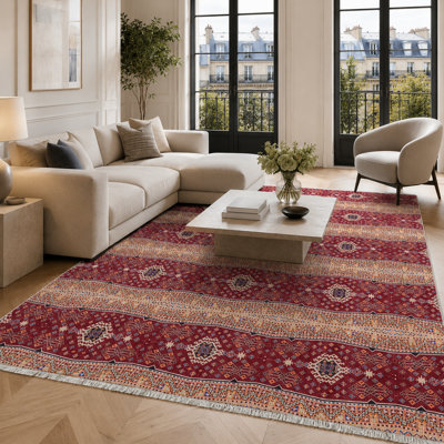 Oriental Cotton and Chenille Flatweave Area Rug