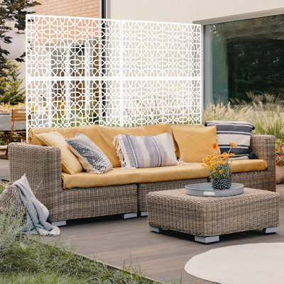 Outdoor & Indoor Privacy Screen Metal Privacy Screen, Freestanding Decorative Privacy Screen for Deck Balcony Patio, Privacy Fence Panels for Outside Lawn Garden