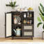 Armoire d'appoint en rotin avec tablettes réglables-85159872