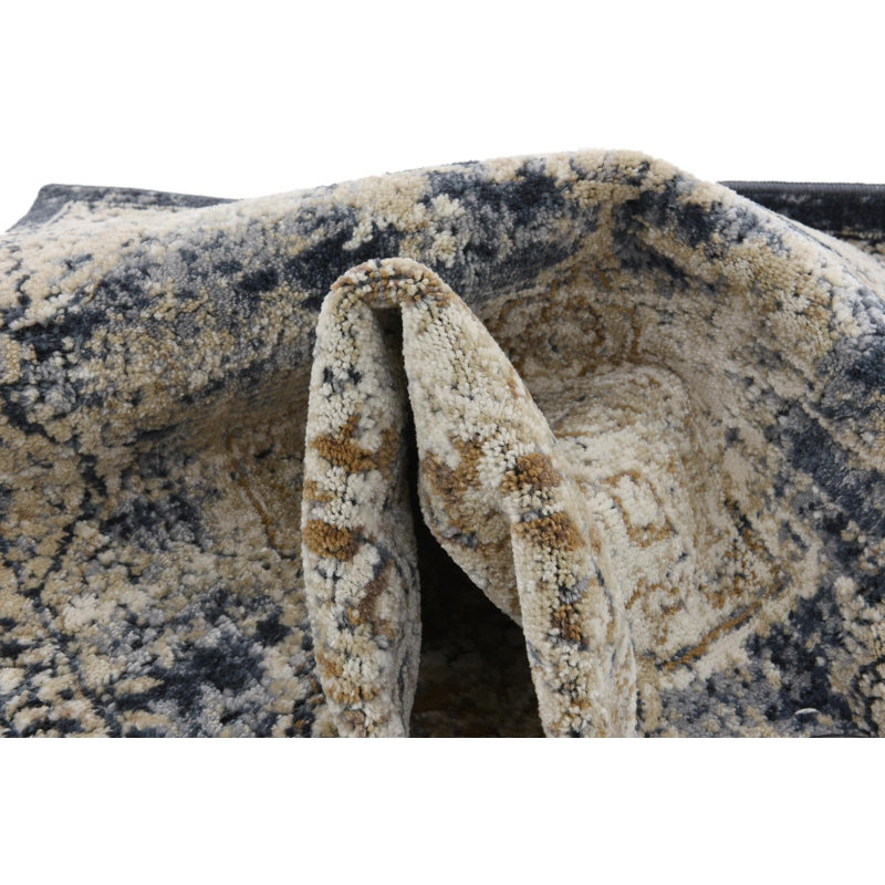 Tapis oriental beige / bleu marine Arloa, Rectangle 2 pi x 3 pi 1 po