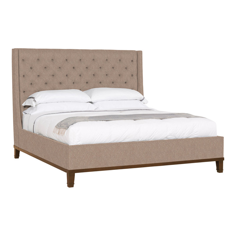 Michael Weiss Upholstered Wingback Bed, Dove Gray, Navada Mushroom